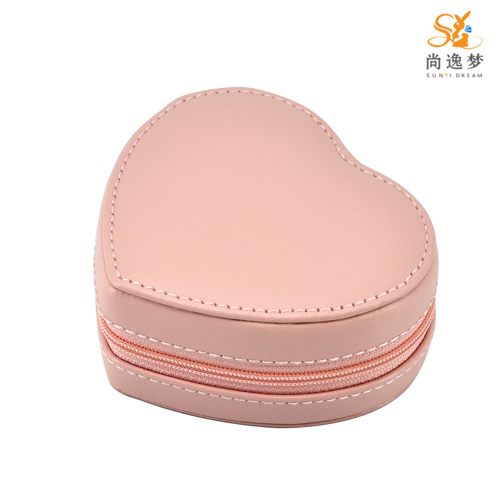 Sunyi Dream Love Heart Shape Faux Leather Gift Travel Jewelry Box